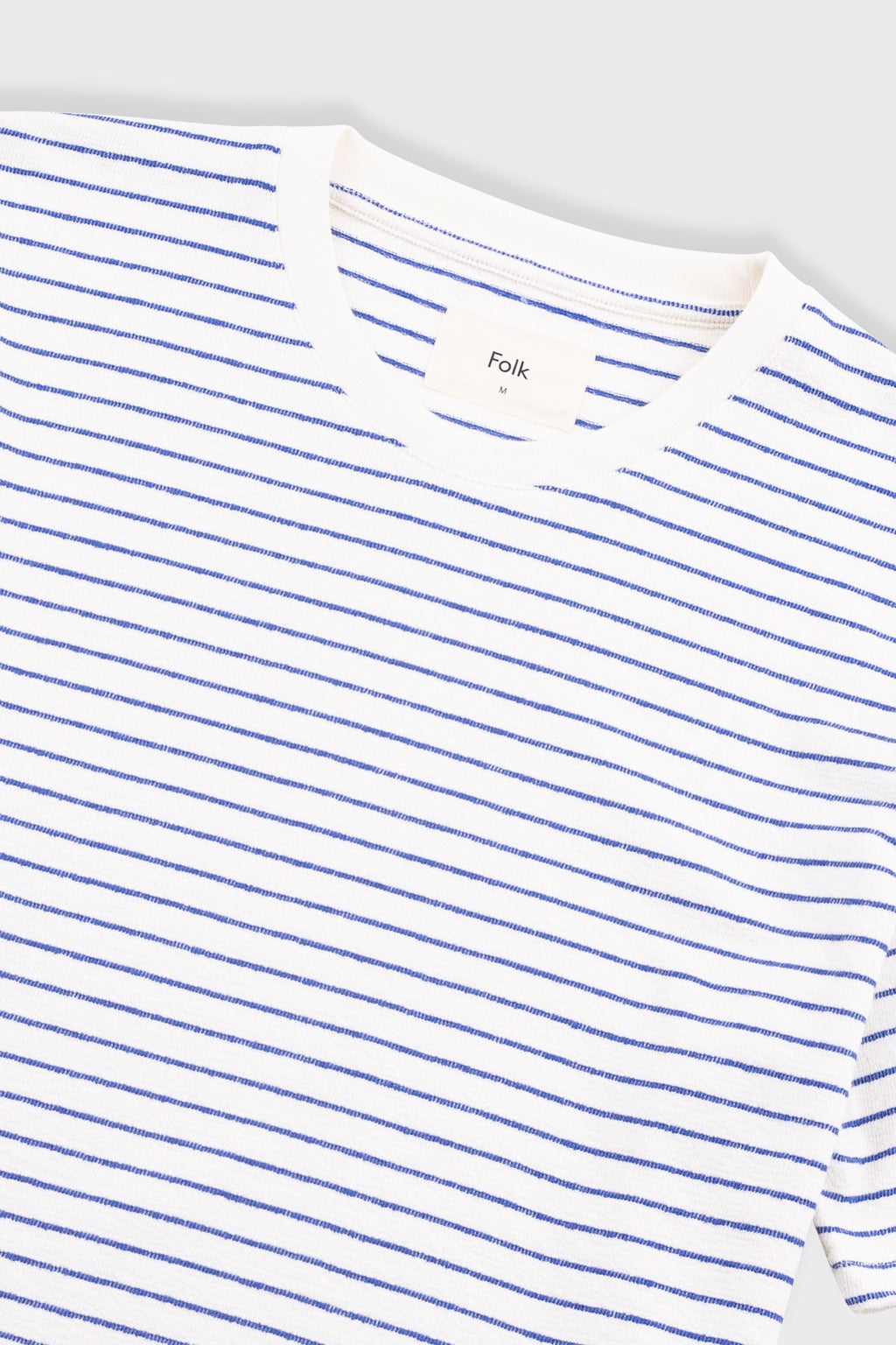 Short Sleeve Textured Striped T-Shirt - Ecru / Bright Blue