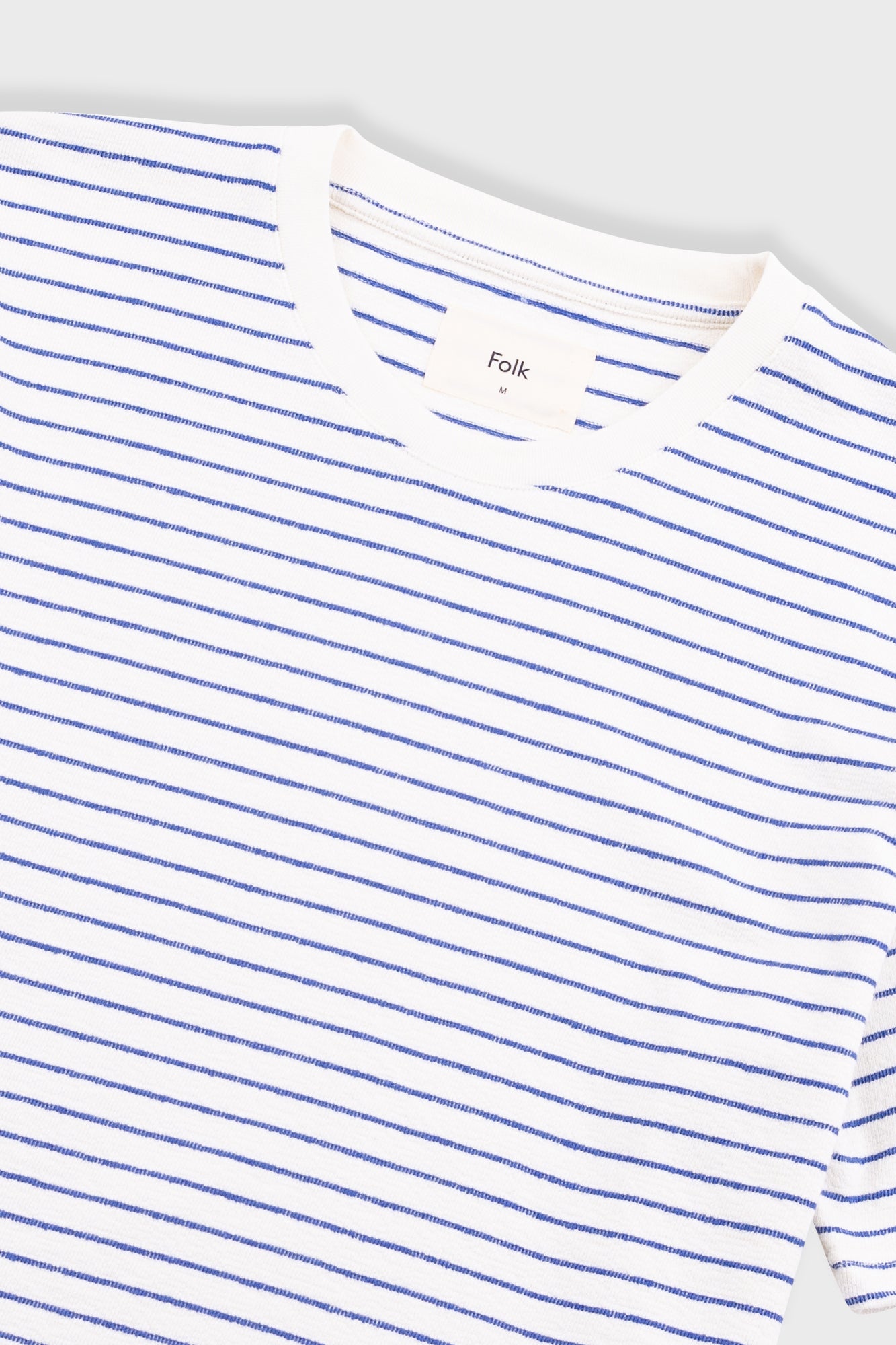 Short Sleeve Textured Striped T-Shirt - Ecru / Bright Blue