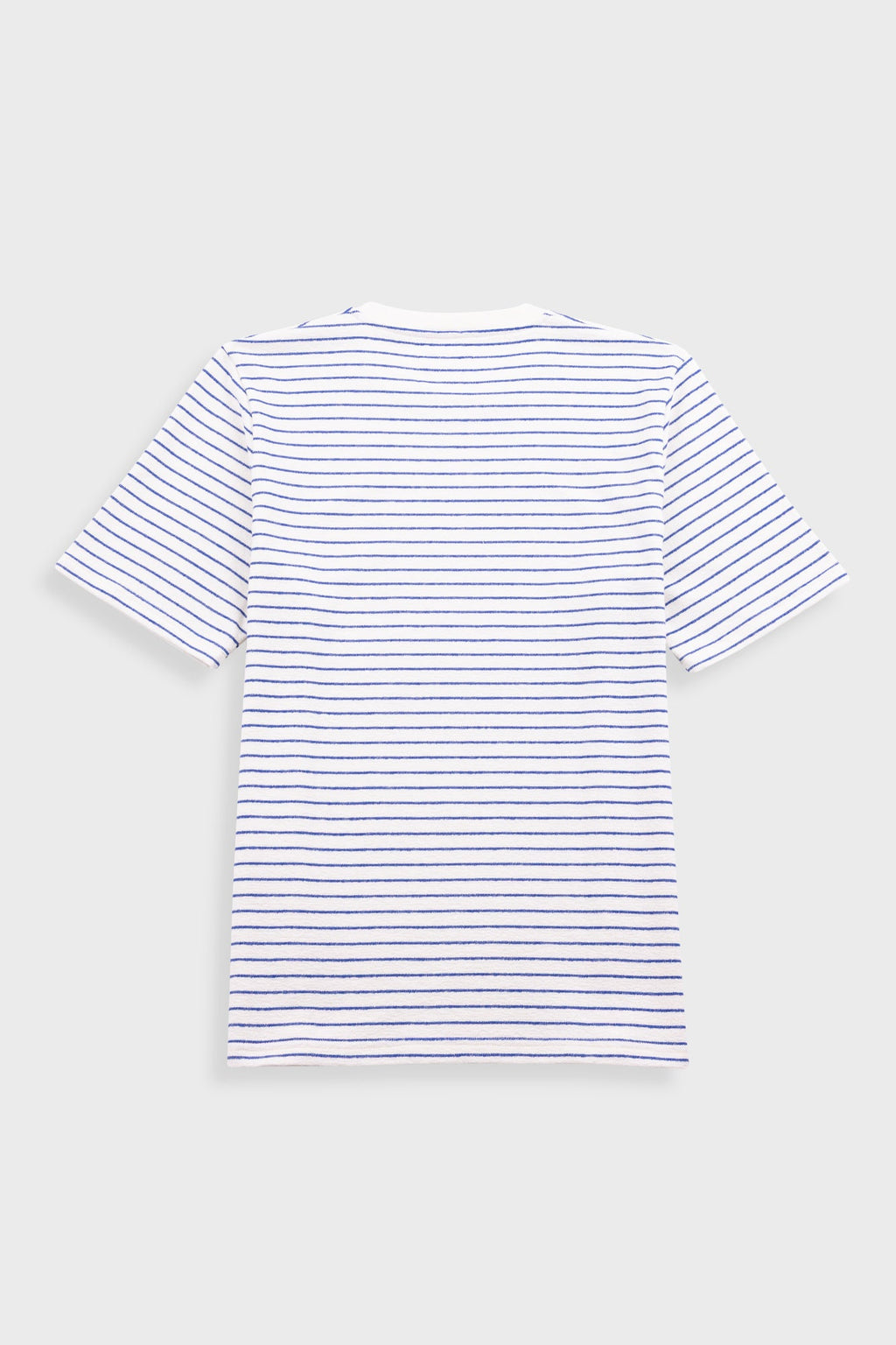 Short Sleeve Textured Striped T-Shirt - Ecru / Bright Blue