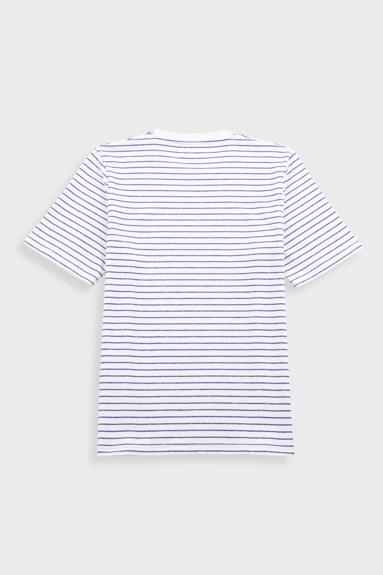 Short Sleeve Textured Striped T-Shirt - Ecru / Bright Blue