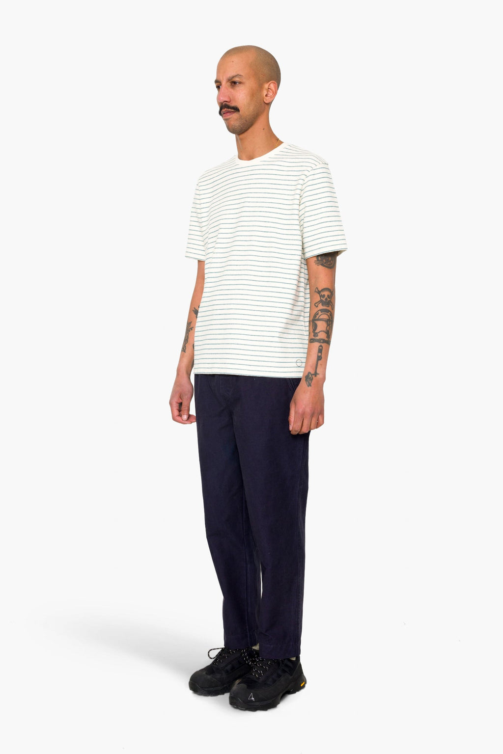 Short Sleeve Textured Stripe T-Shirt - Ecru / Misty Green