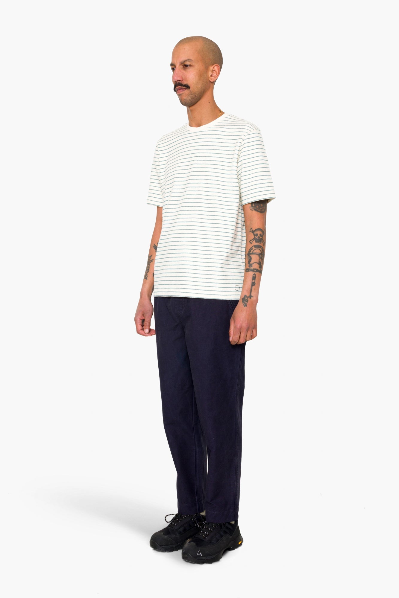 Short Sleeve Textured Stripe T-Shirt - Ecru / Misty Green