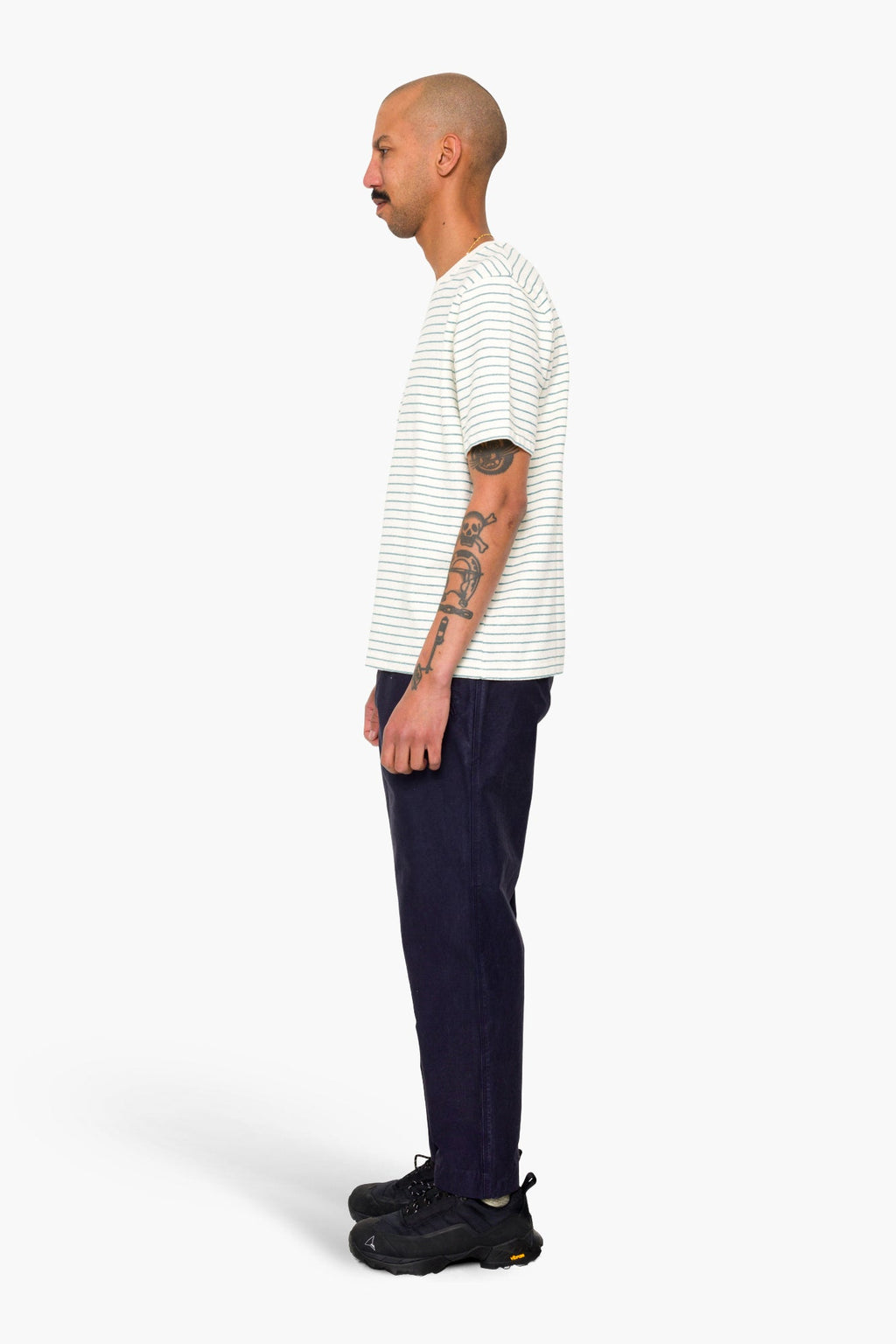 Short Sleeve Textured Stripe T-Shirt - Ecru / Misty Green