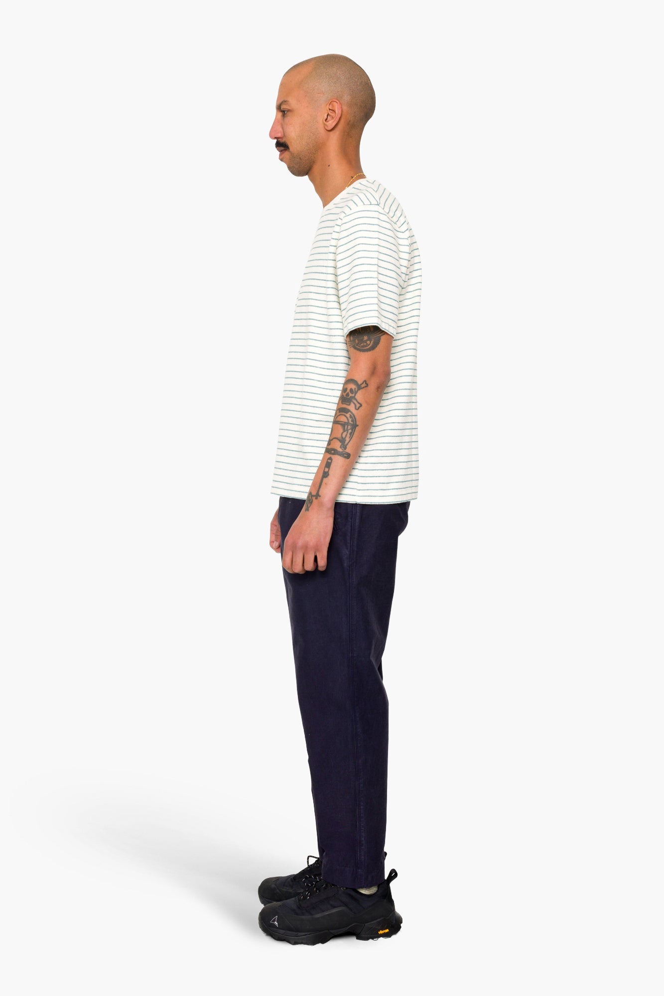 Short Sleeve Textured Stripe T-Shirt - Ecru / Misty Green