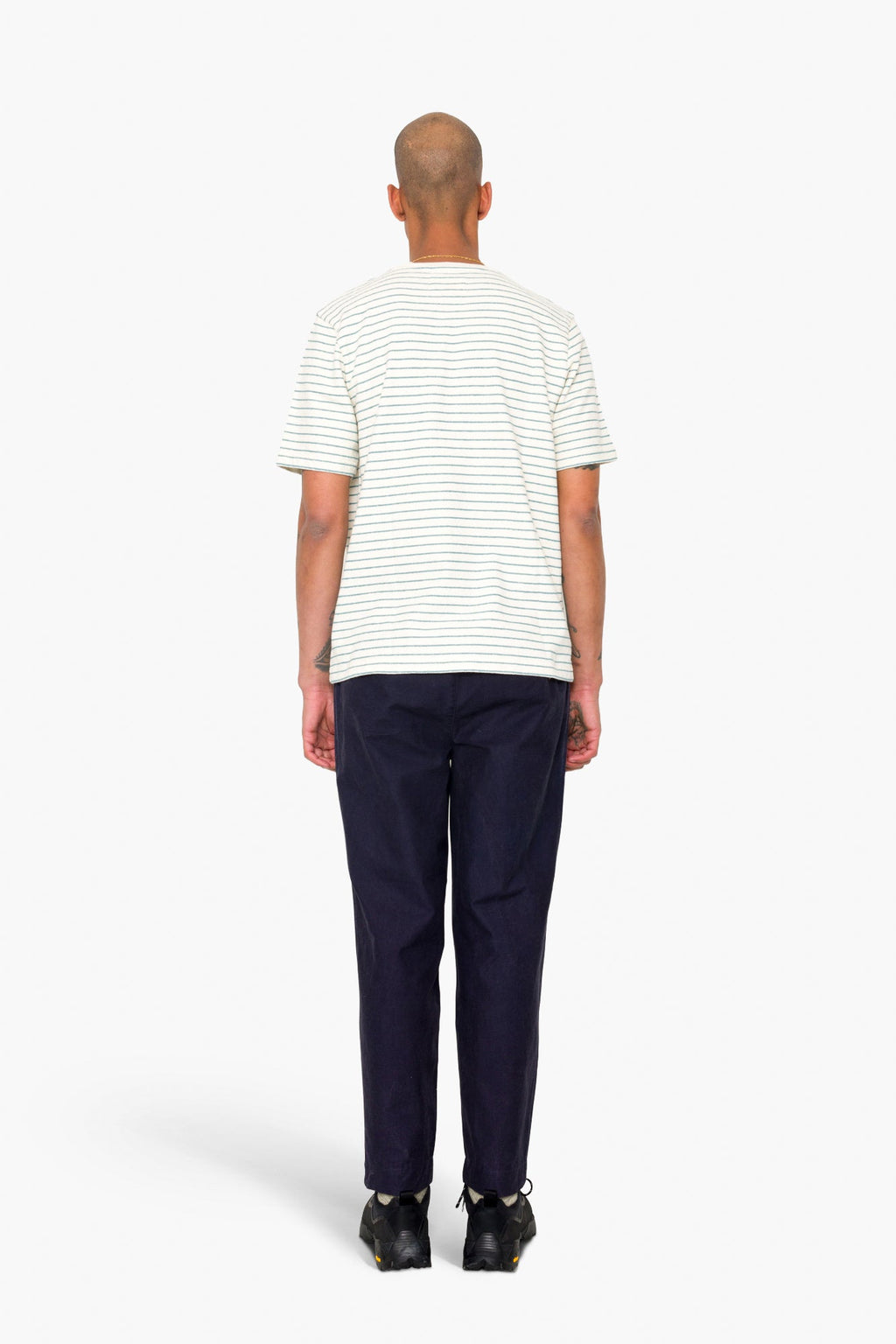 Short Sleeve Textured Stripe T-Shirt - Ecru / Misty Green