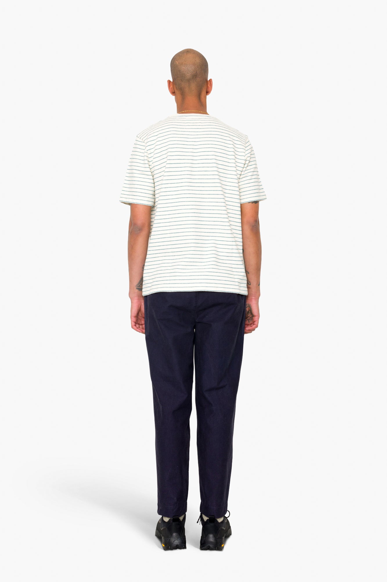 Short Sleeve Textured Stripe T-Shirt - Ecru / Misty Green