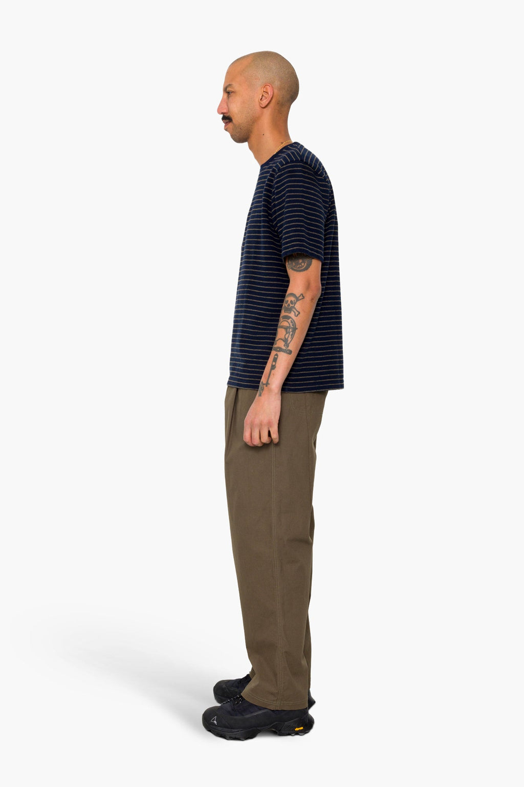 Short Sleeve Textured Stripe T-Shirt - Navy / Olive