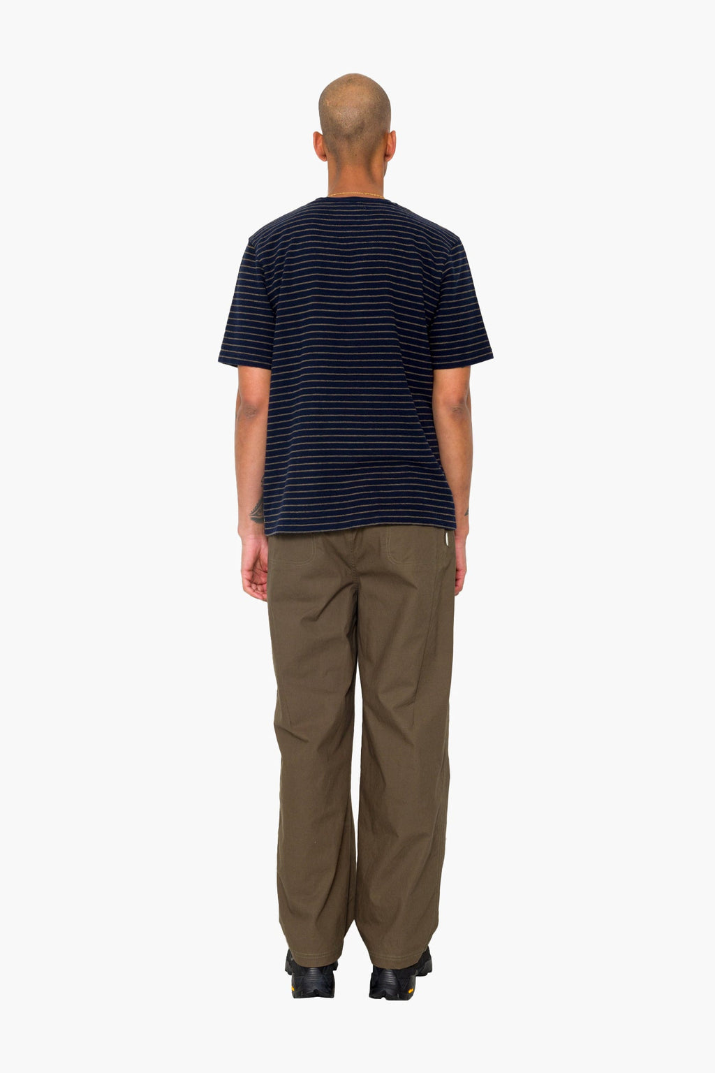 Short Sleeve Textured Stripe T-Shirt - Navy / Olive