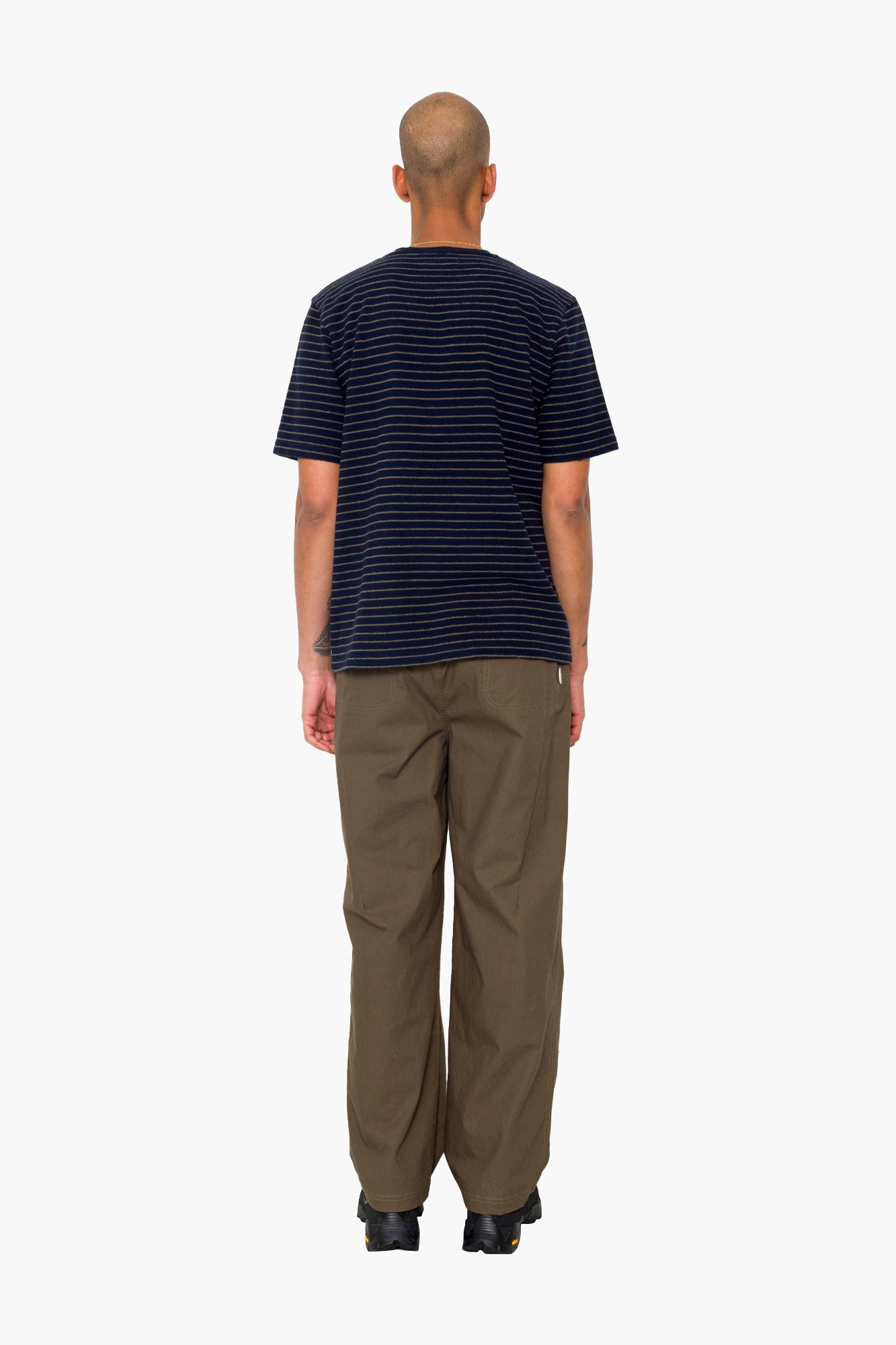 Short Sleeve Textured Stripe T-Shirt - Navy / Olive