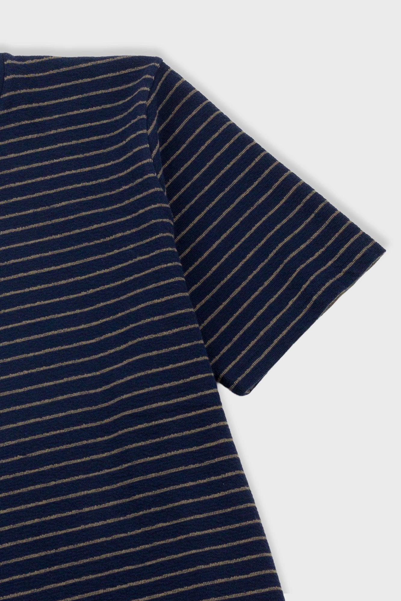 Short Sleeve Textured Stripe T-Shirt - Navy / Olive
