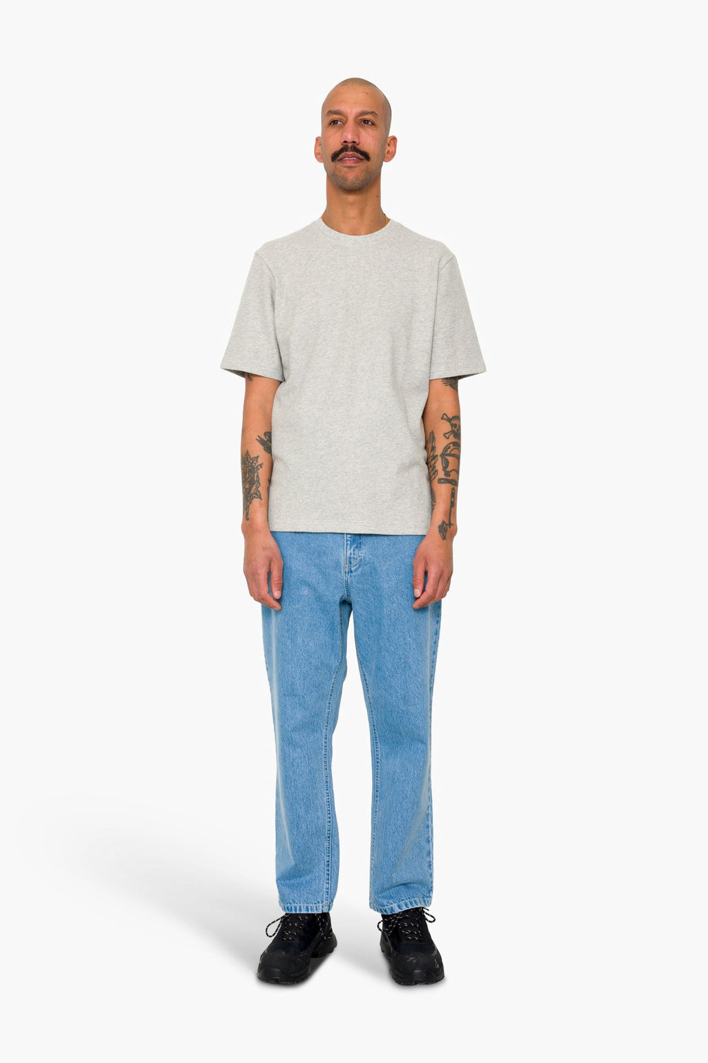 Short Sleeve Textured T-Shirt - Light Grey Melange