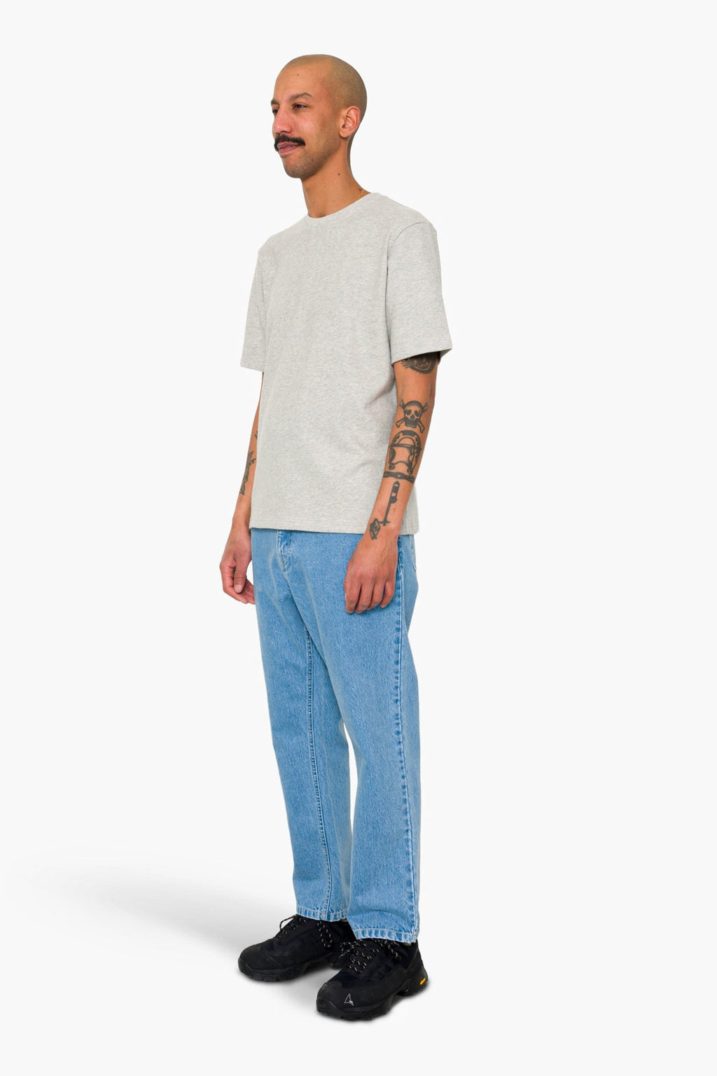 Short Sleeve Textured T-Shirt - Light Grey Melange