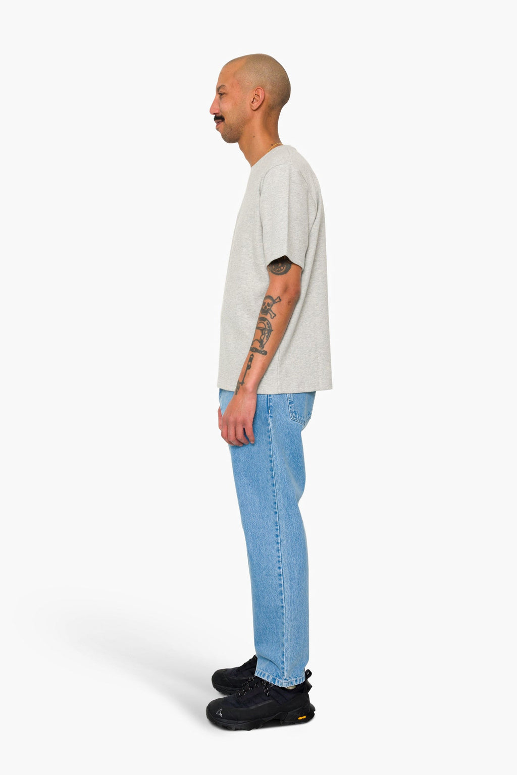 Short Sleeve Textured T-Shirt - Light Grey Melange
