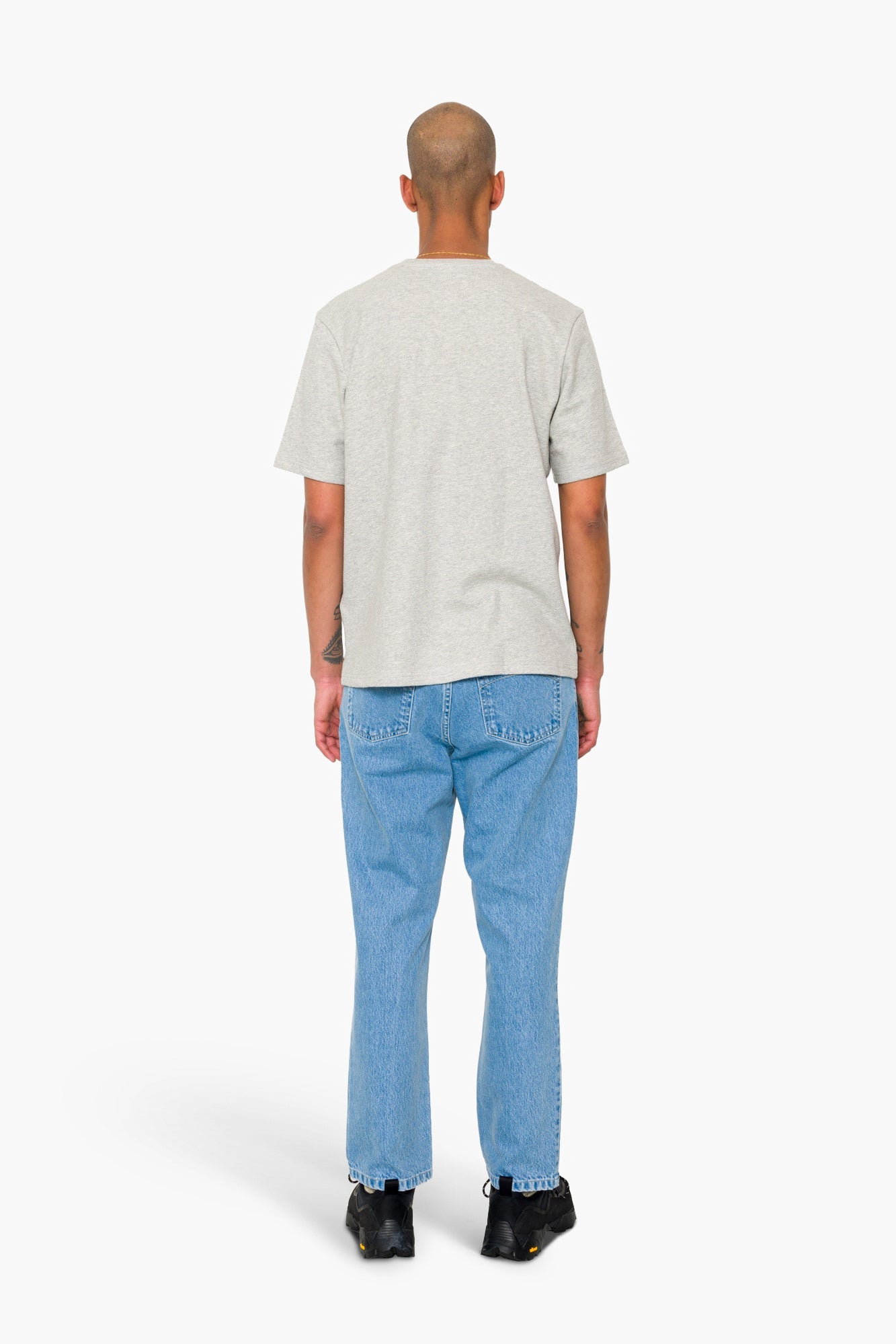 Short Sleeve Textured T-Shirt - Light Grey Melange