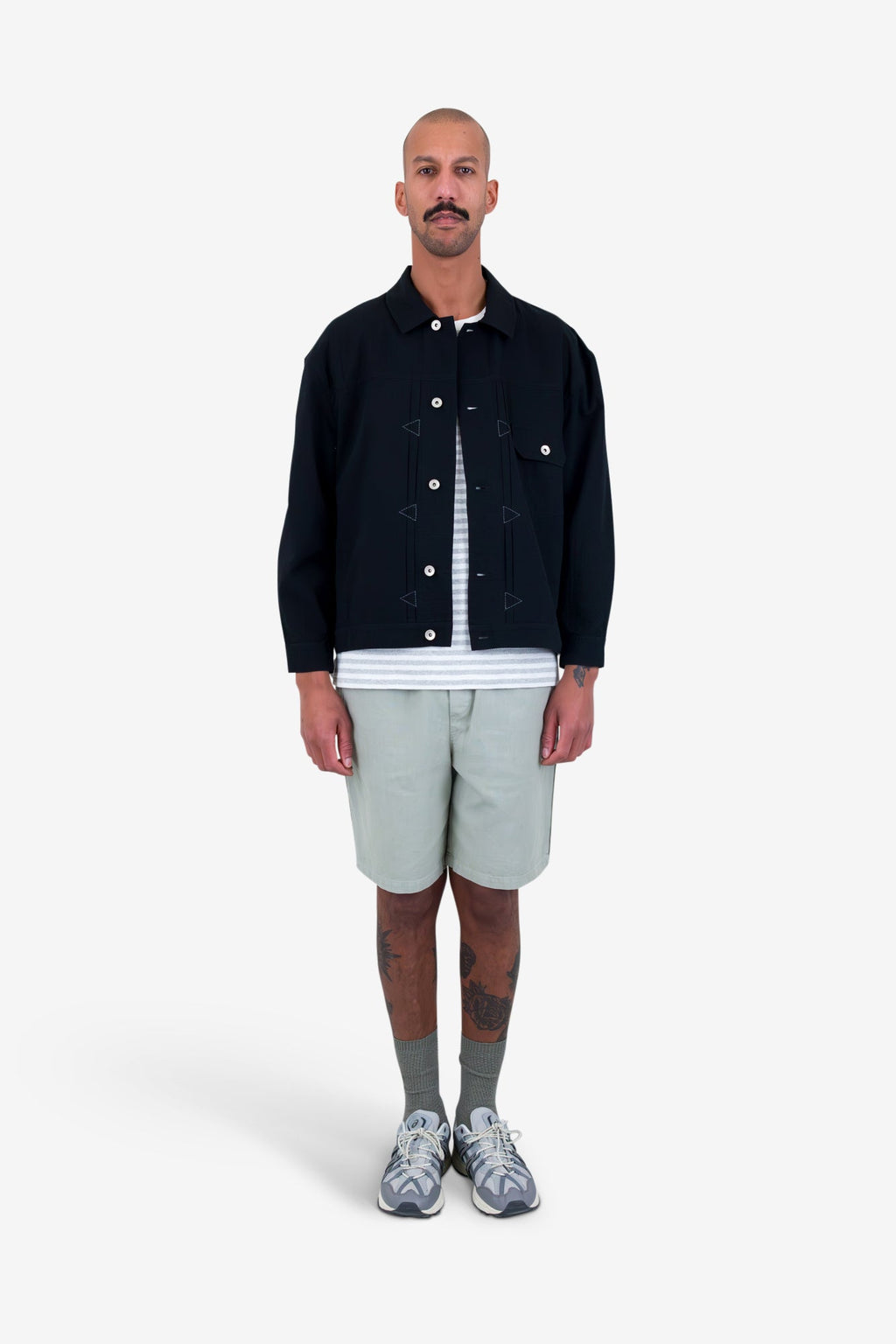 Trucker Jacket - Black Seersucker