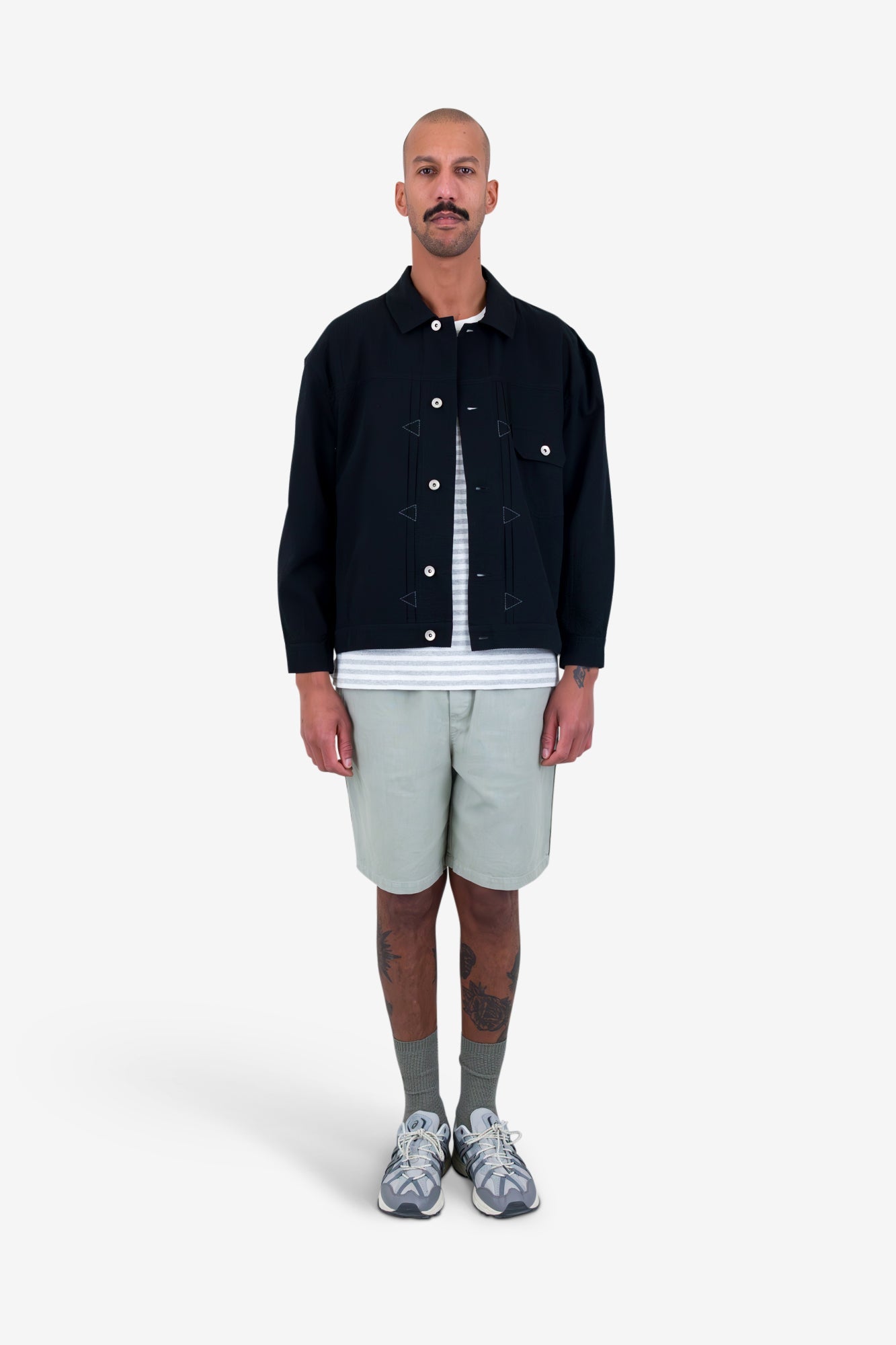 Trucker Jacket - Black Seersucker