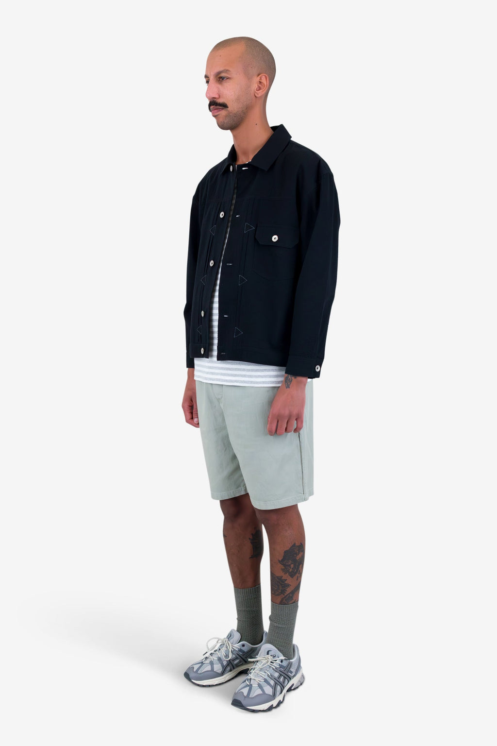 Trucker Jacket - Black Seersucker