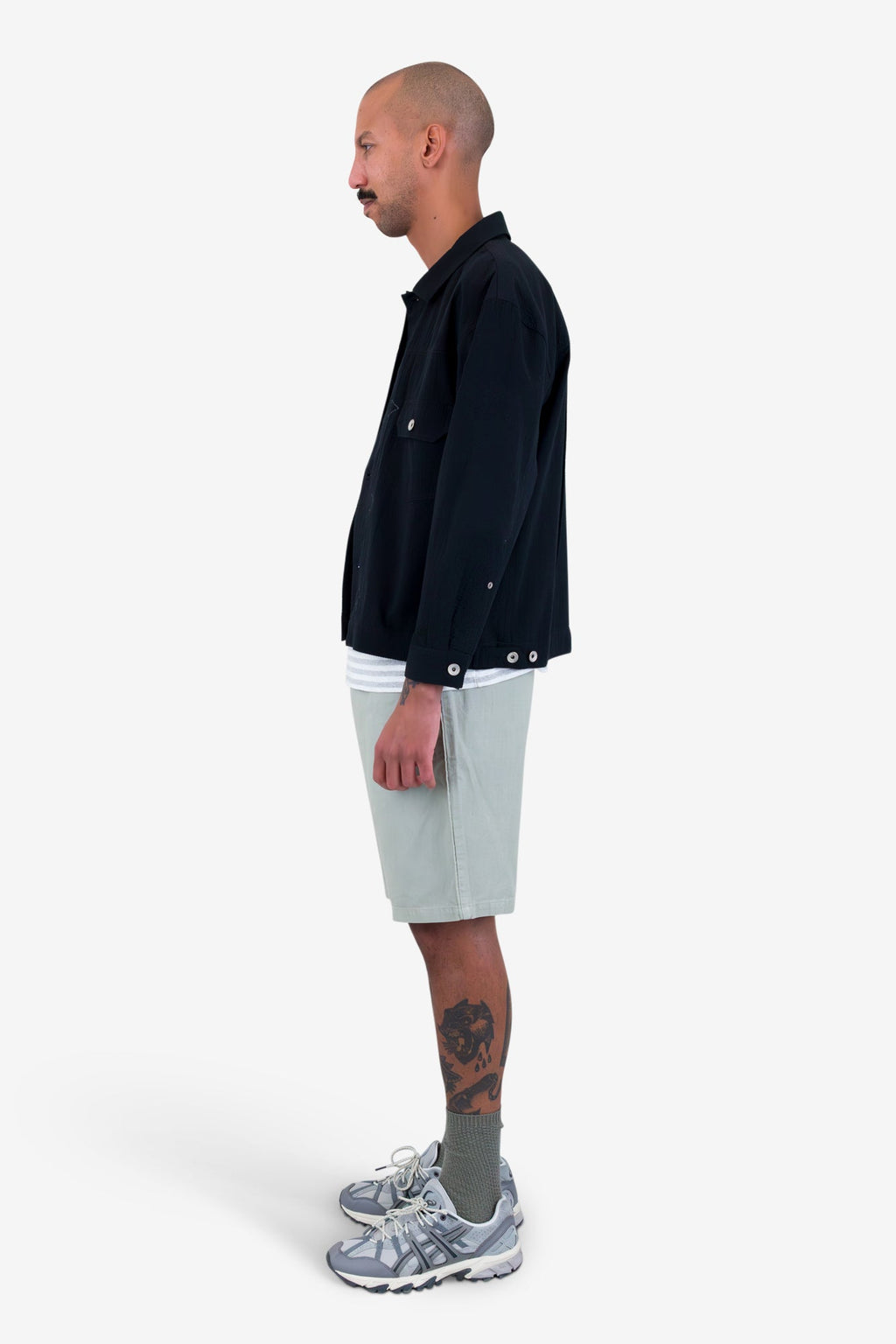 Trucker Jacket - Black Seersucker