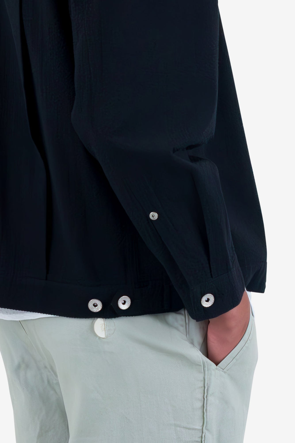 Trucker Jacket - Black Seersucker