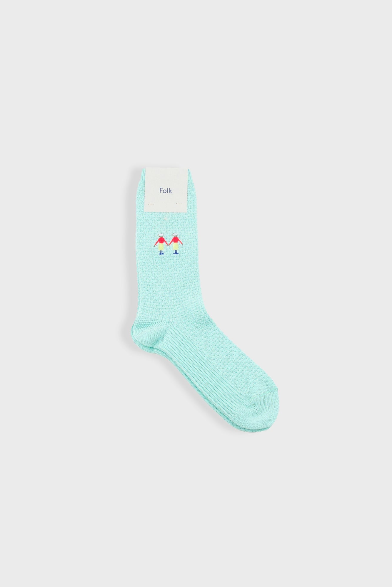 Waffle Socks - Blue Embroidery