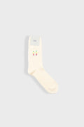 Waffle Socks - Ecru Embroidery