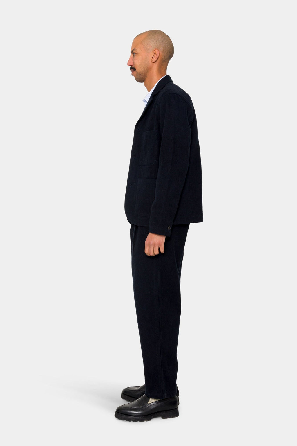 Wide Fit Blazer - Ash Navy Brushed Twill