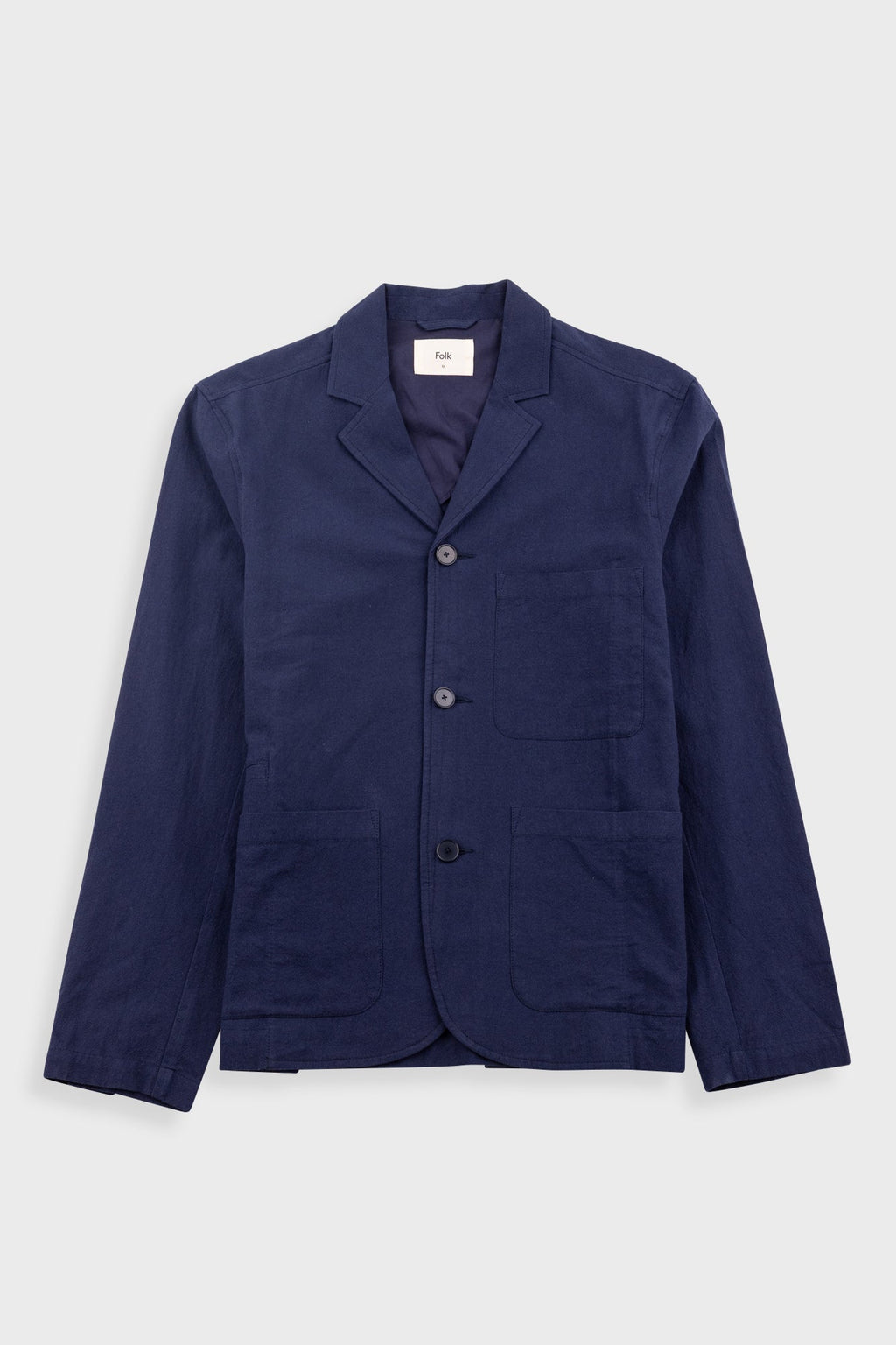 Wide Fit Blazer - Navy Textured Cotton