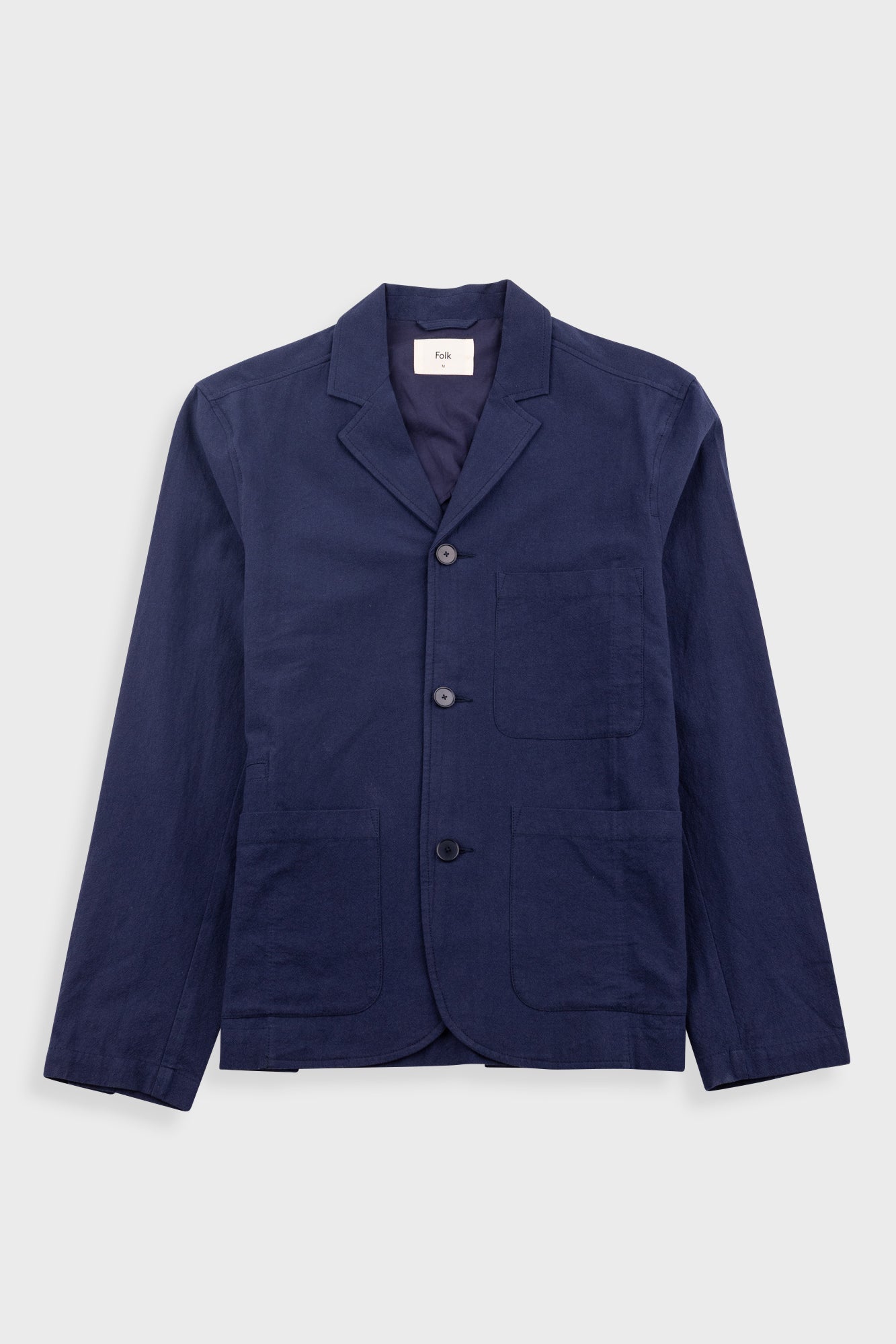 Wide Fit Blazer - Navy Textured Cotton
