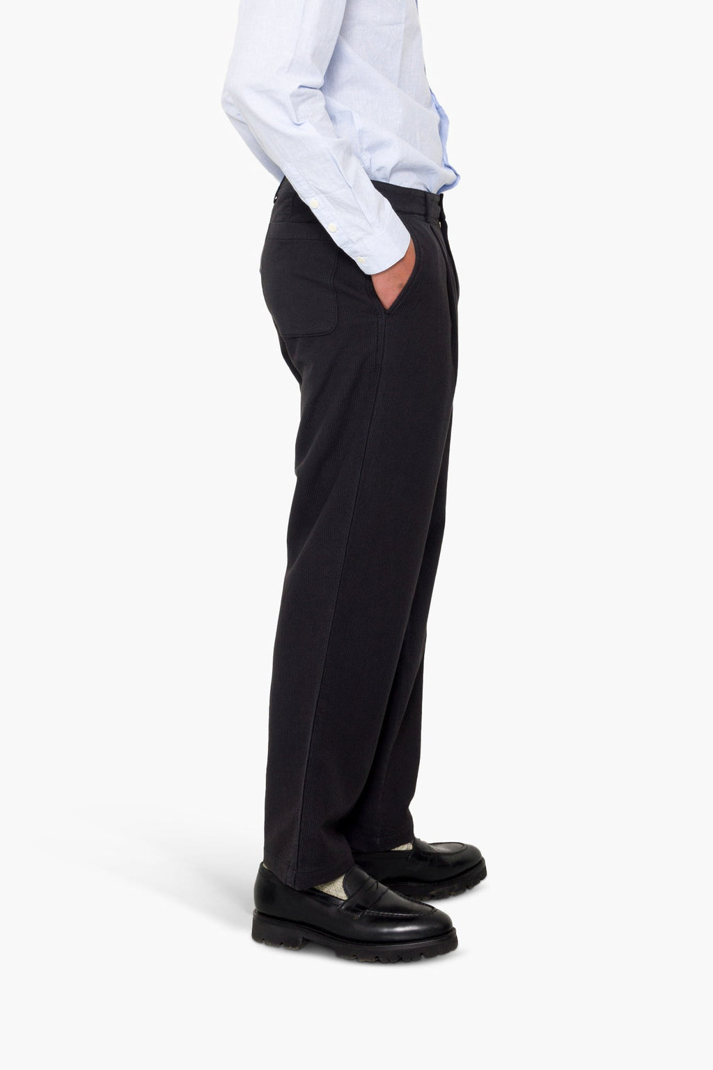 Wide Fit Trouser - Soft Black Topstitch