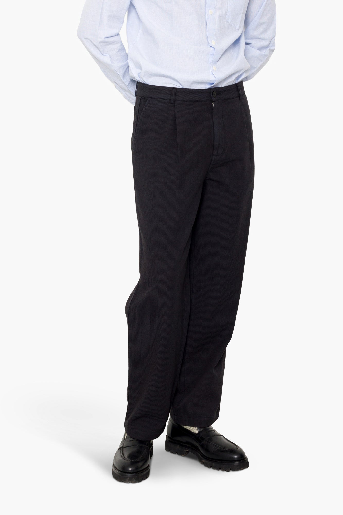 Wide Fit Trouser - Soft Black Topstitch