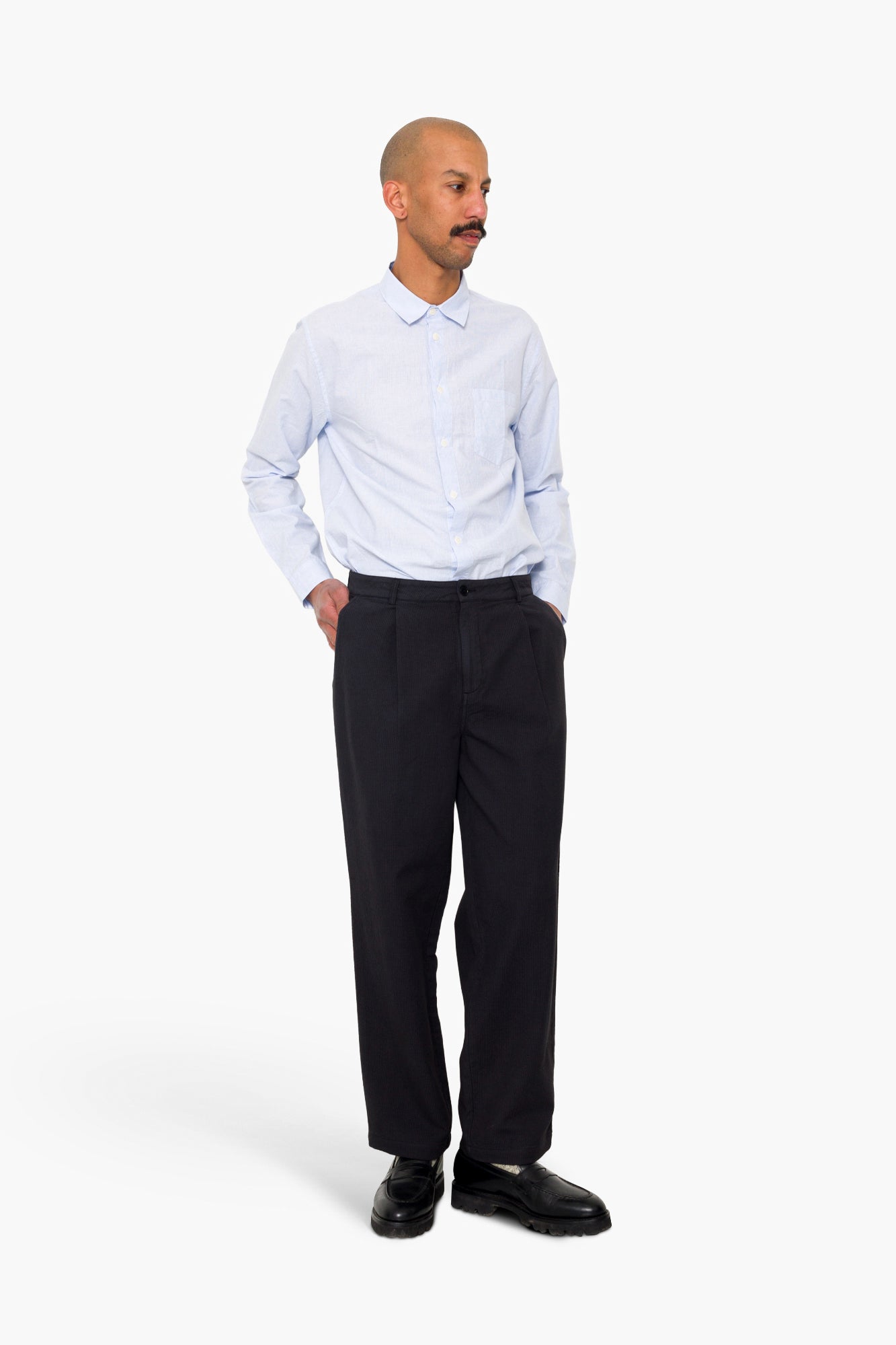Wide Fit Trouser - Soft Black Topstitch