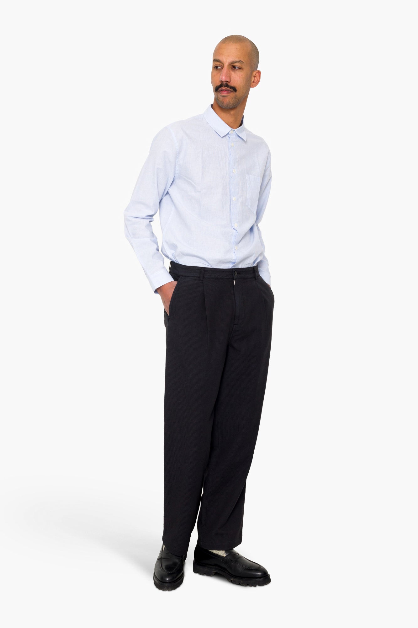 Wide Fit Trouser - Soft Black Topstitch