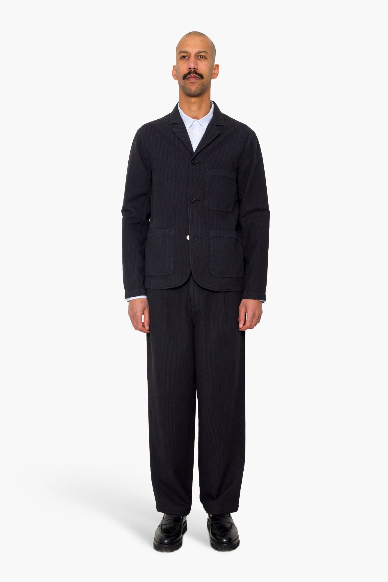 Wide Fit Blazer - Soft Black Topstitch