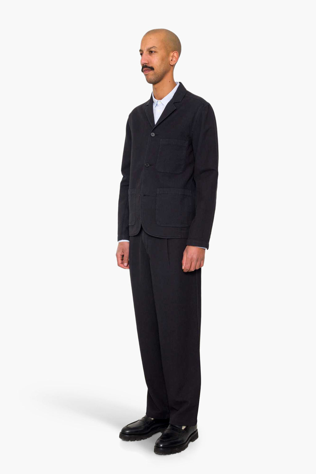 Wide Fit Blazer - Soft Black Topstitch