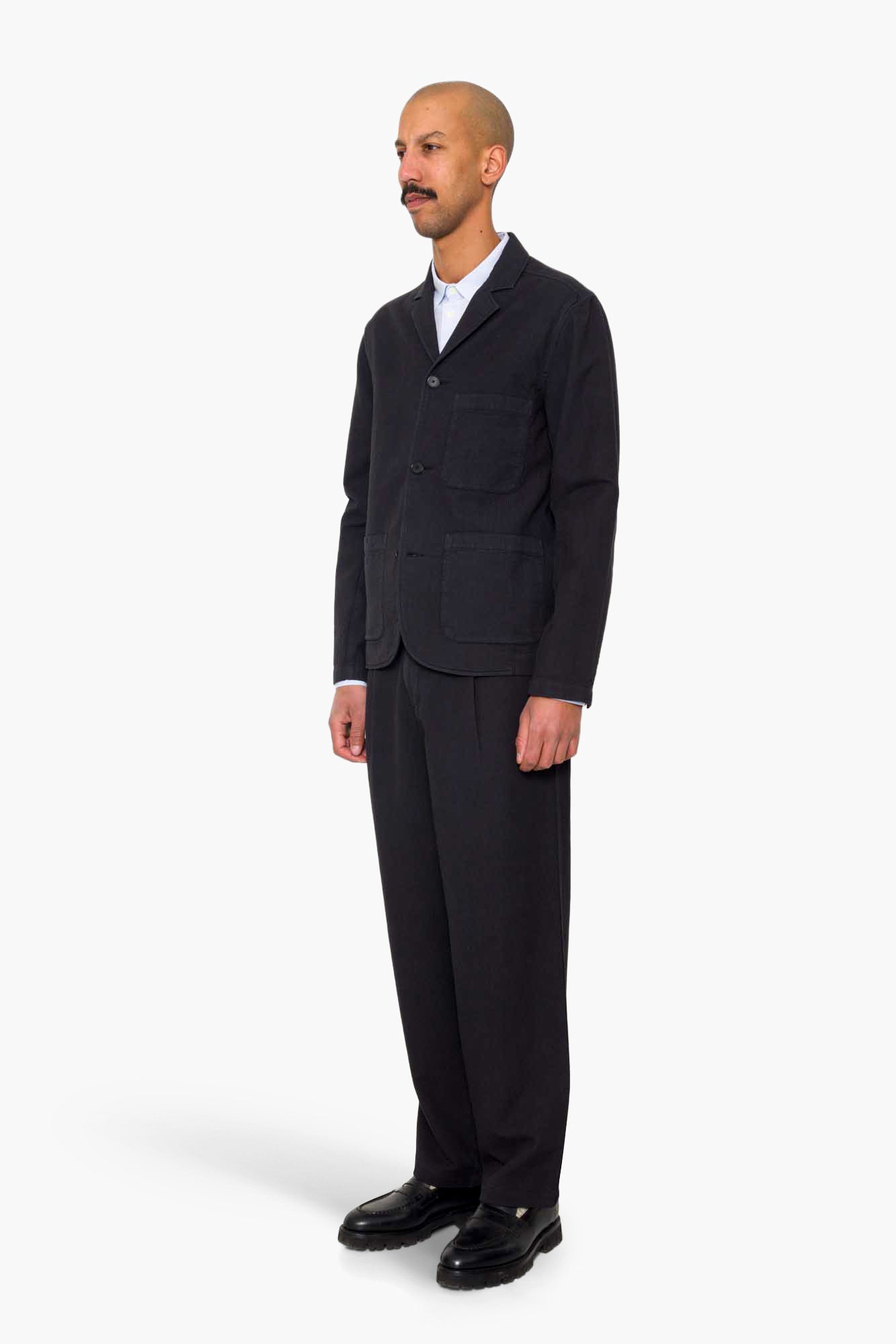 Wide Fit Blazer - Soft Black Topstitch