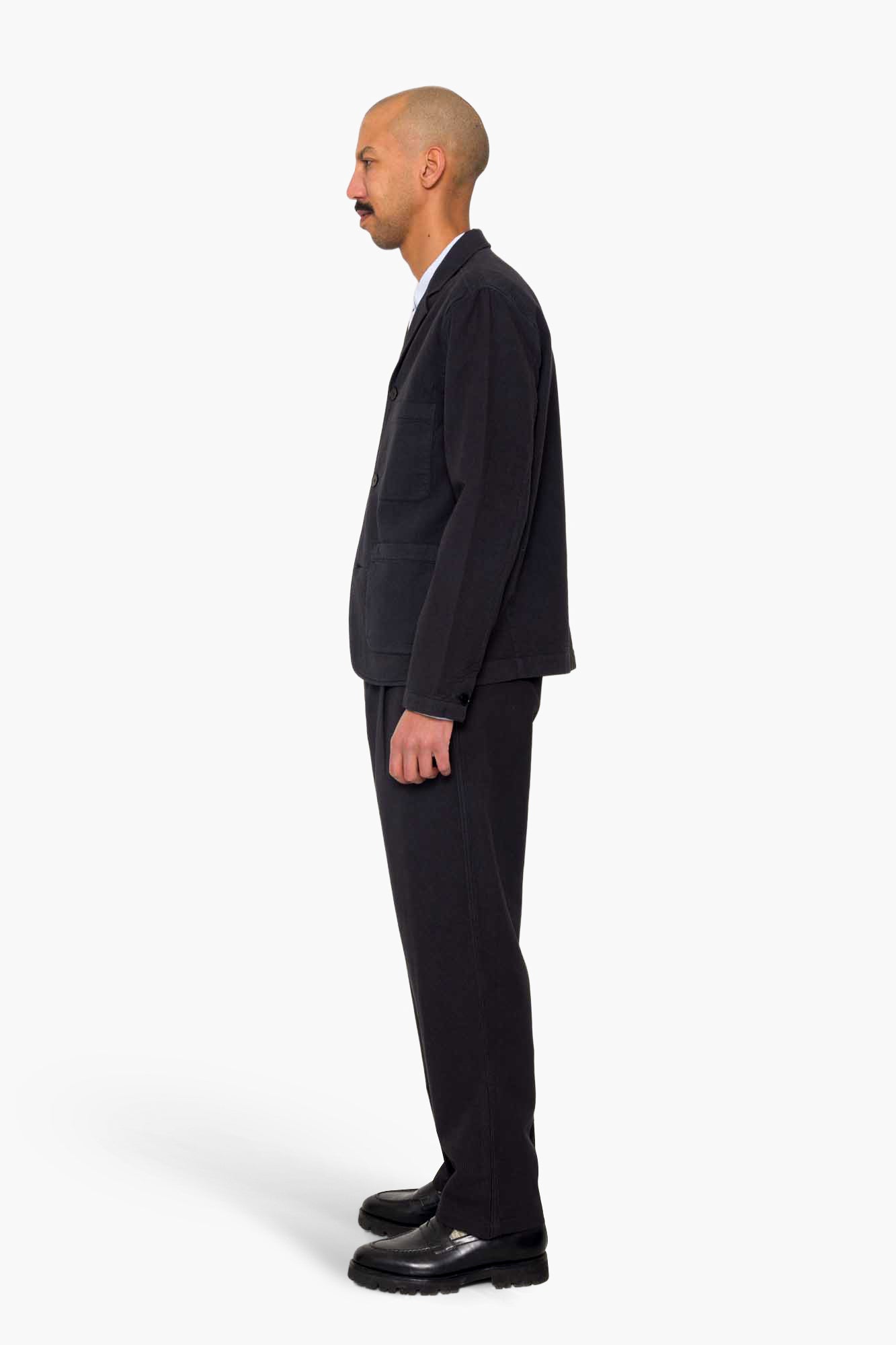 Wide Fit Blazer - Soft Black Topstitch