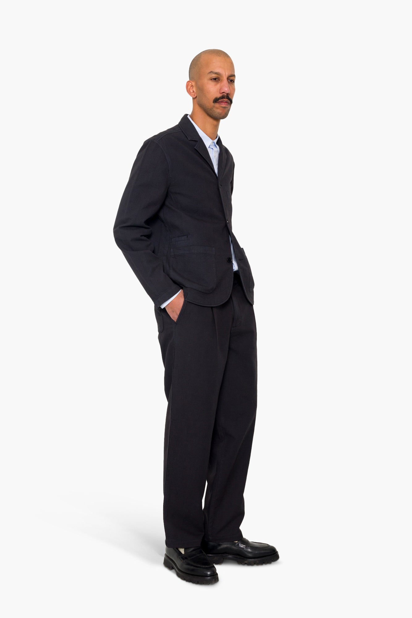 Wide Fit Blazer - Soft Black Topstitch