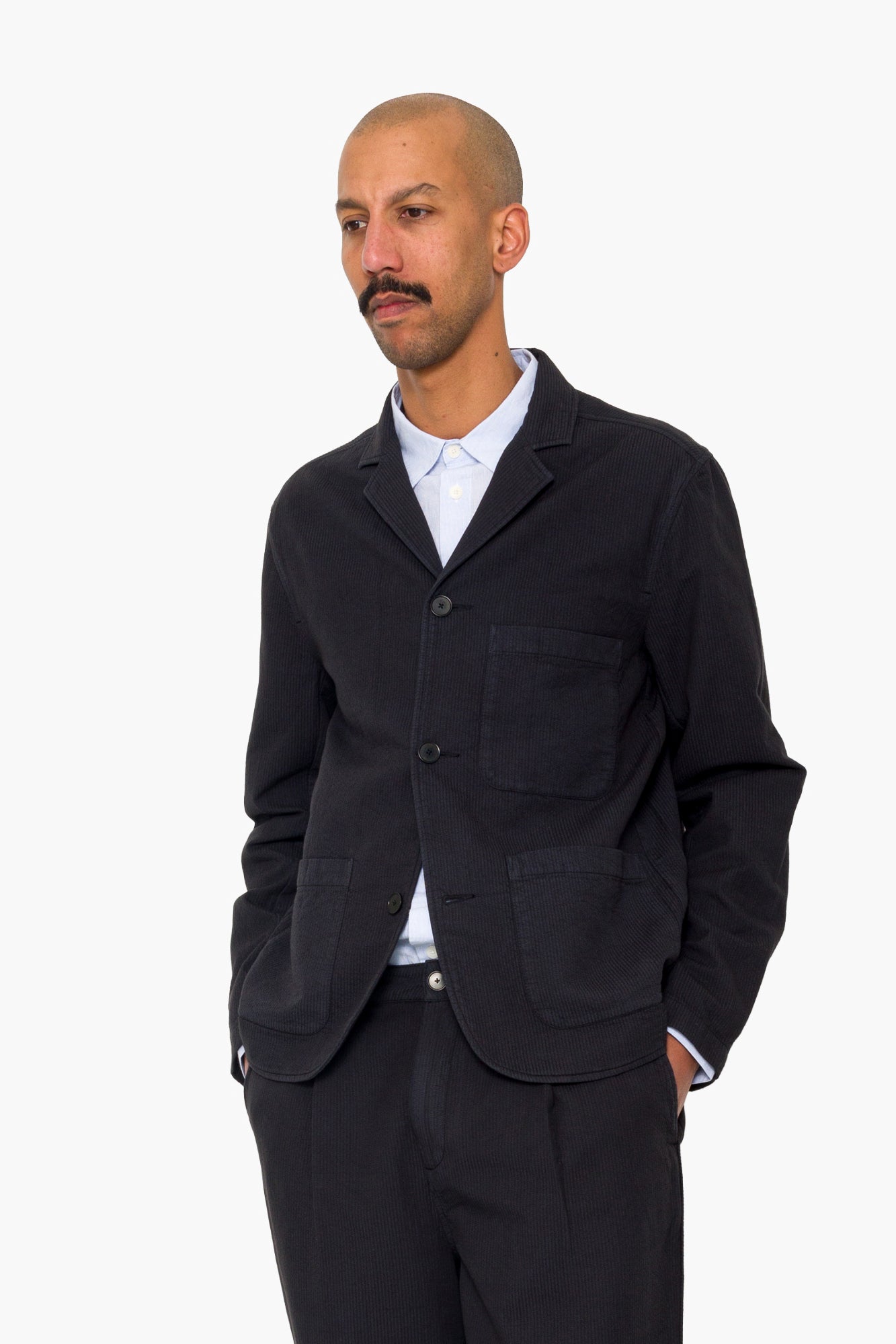 Wide Fit Blazer - Soft Black Topstitch