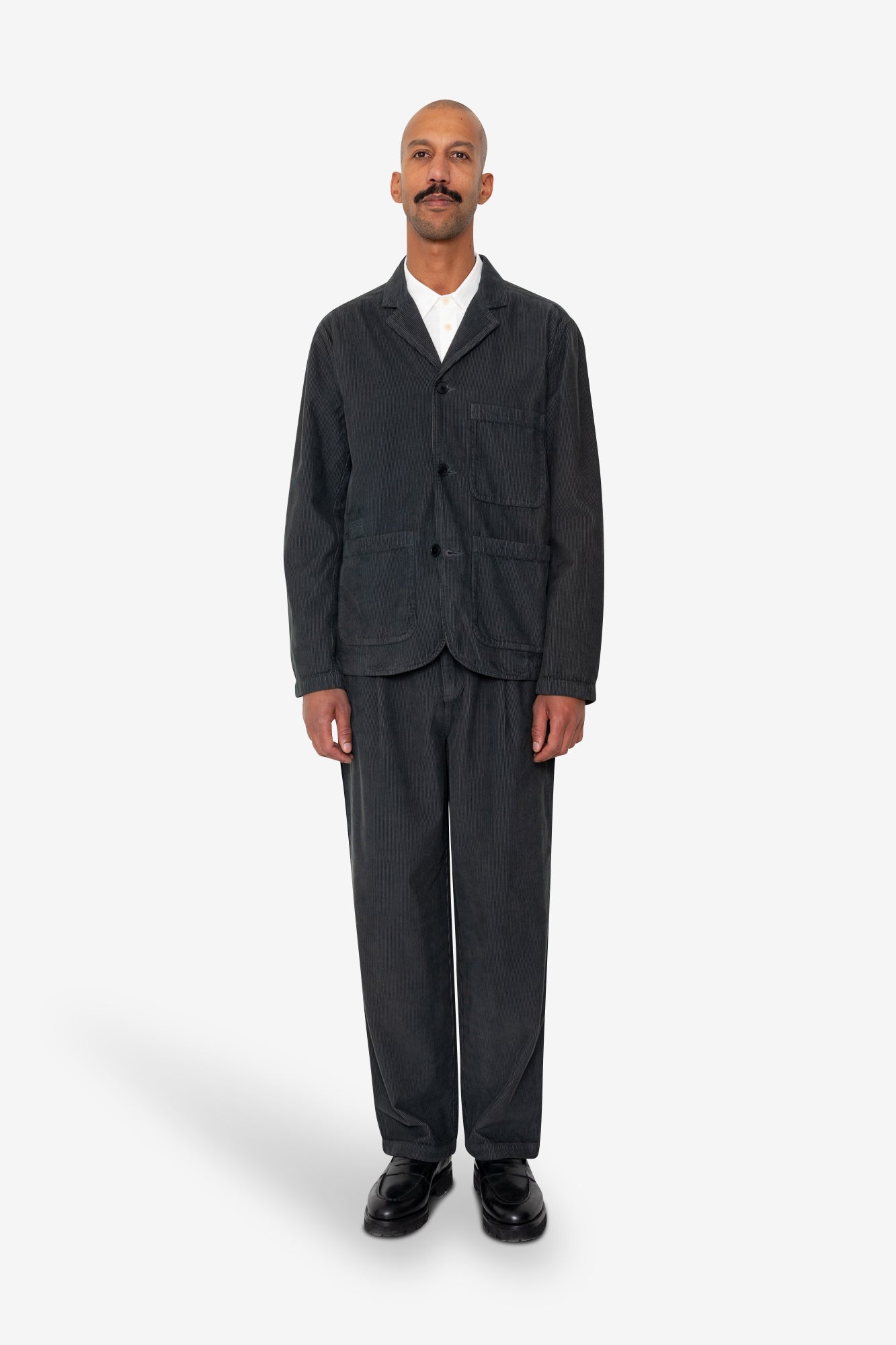 Wide Fit Blazer - Smoke Grey Cord