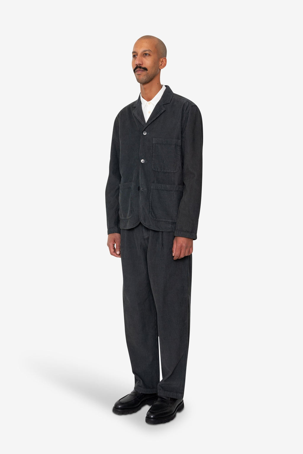 Wide Fit Blazer - Smoke Grey Cord