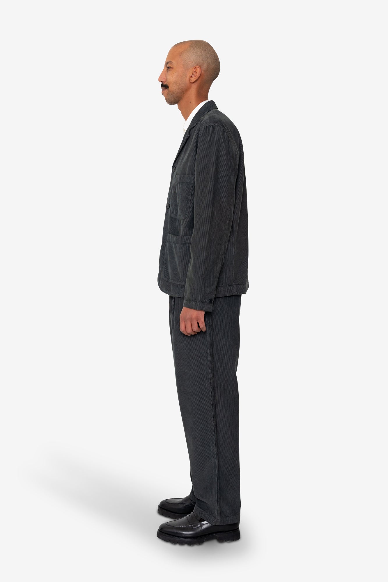 Wide Fit Blazer - Smoke Grey Cord