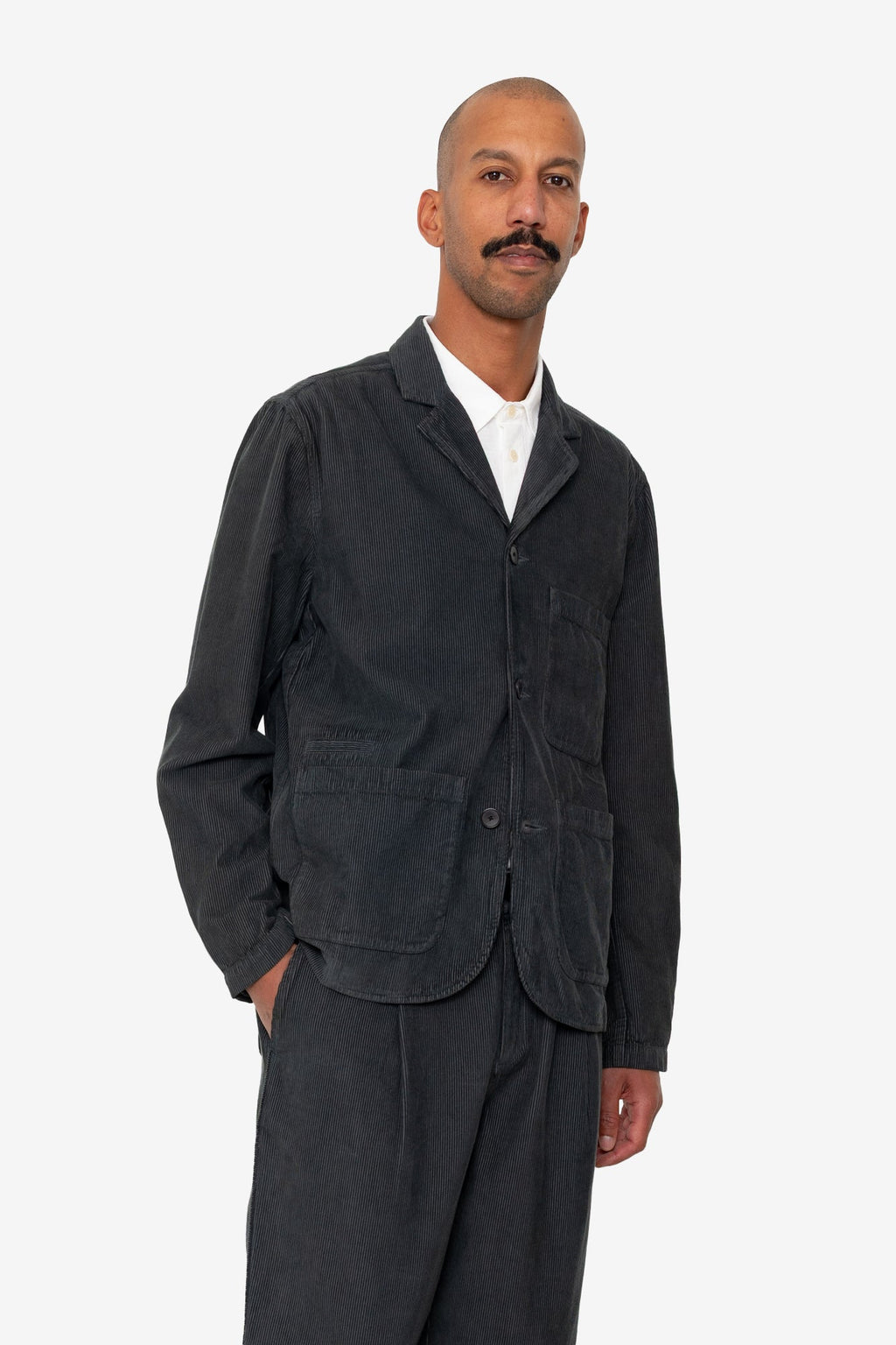 Wide Fit Blazer - Smoke Grey Cord