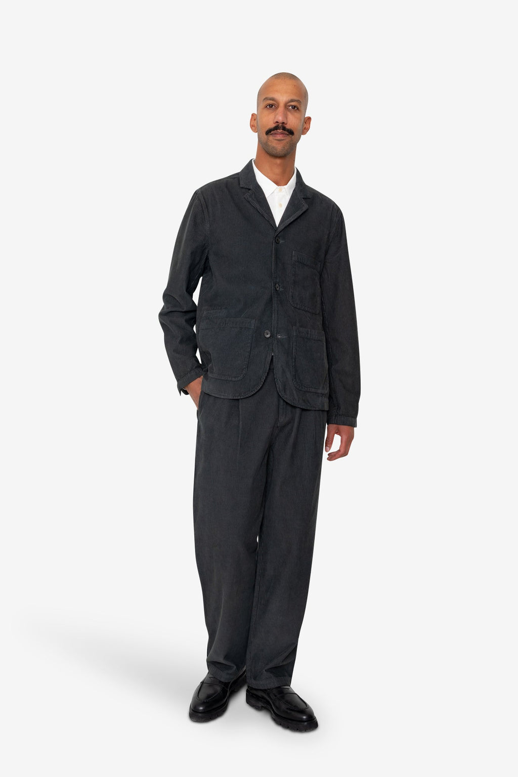 Wide Fit Blazer - Smoke Grey Cord
