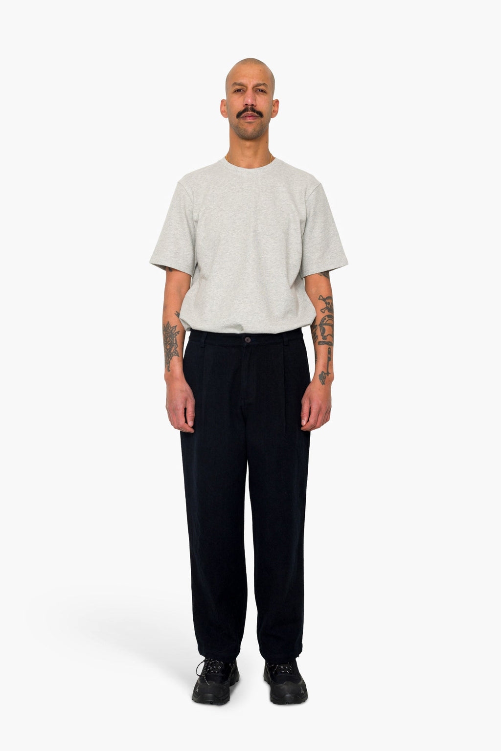 Wide Fit Trouser - Ash Navy Brushed Twill