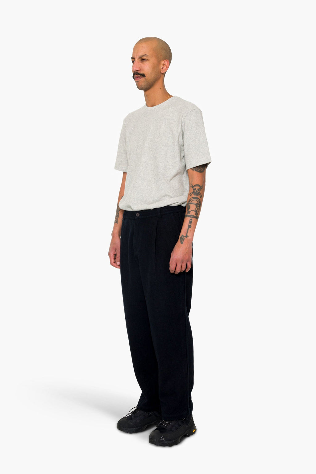 Wide Fit Trouser - Ash Navy Brushed Twill
