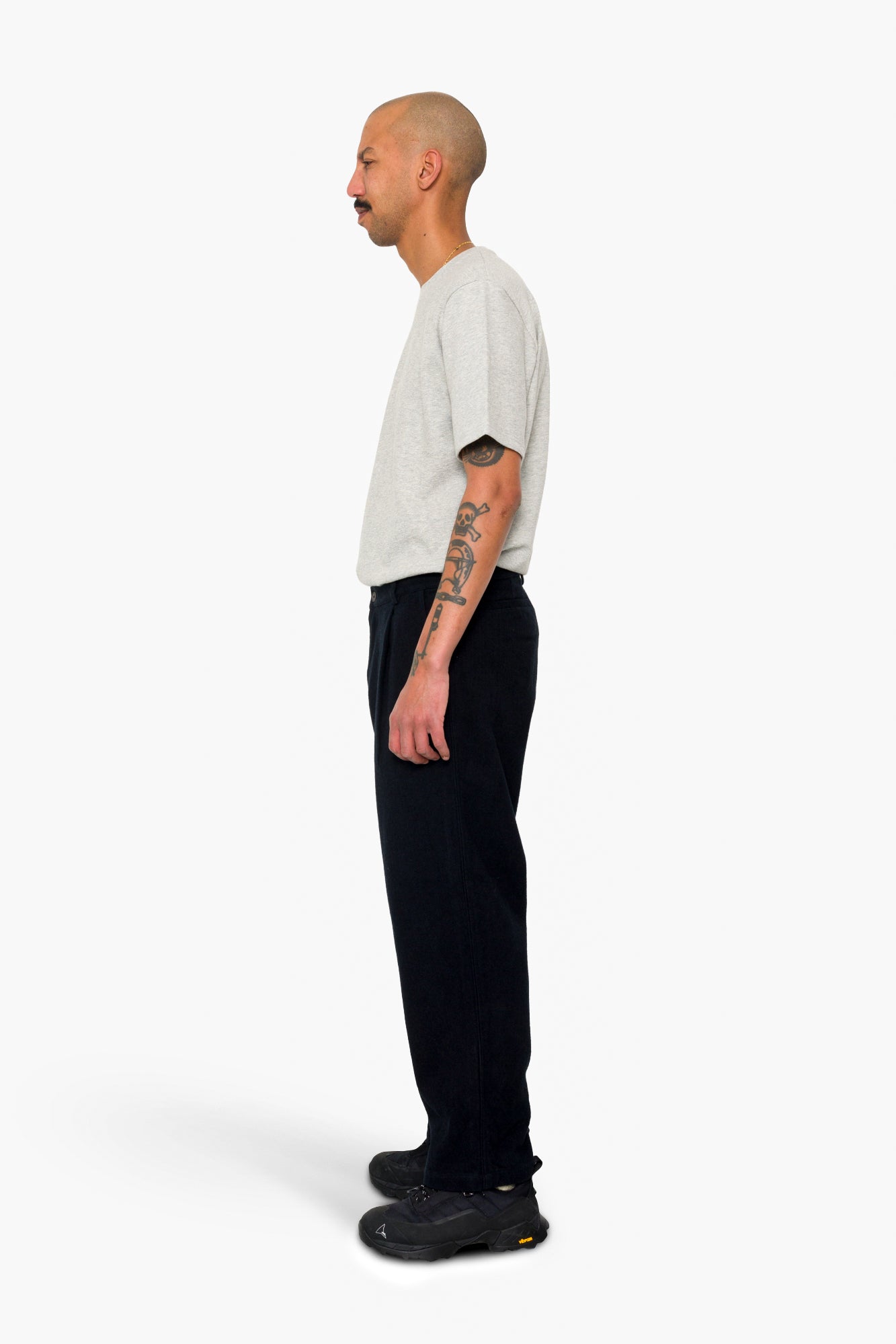 Wide Fit Trouser - Ash Navy Brushed Twill