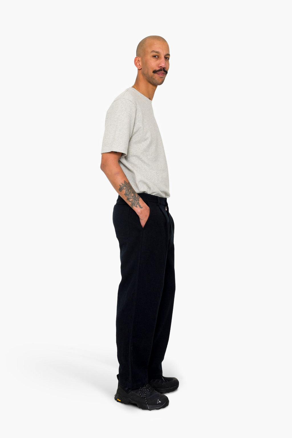 Wide Fit Trouser - Ash Navy Brushed Twill