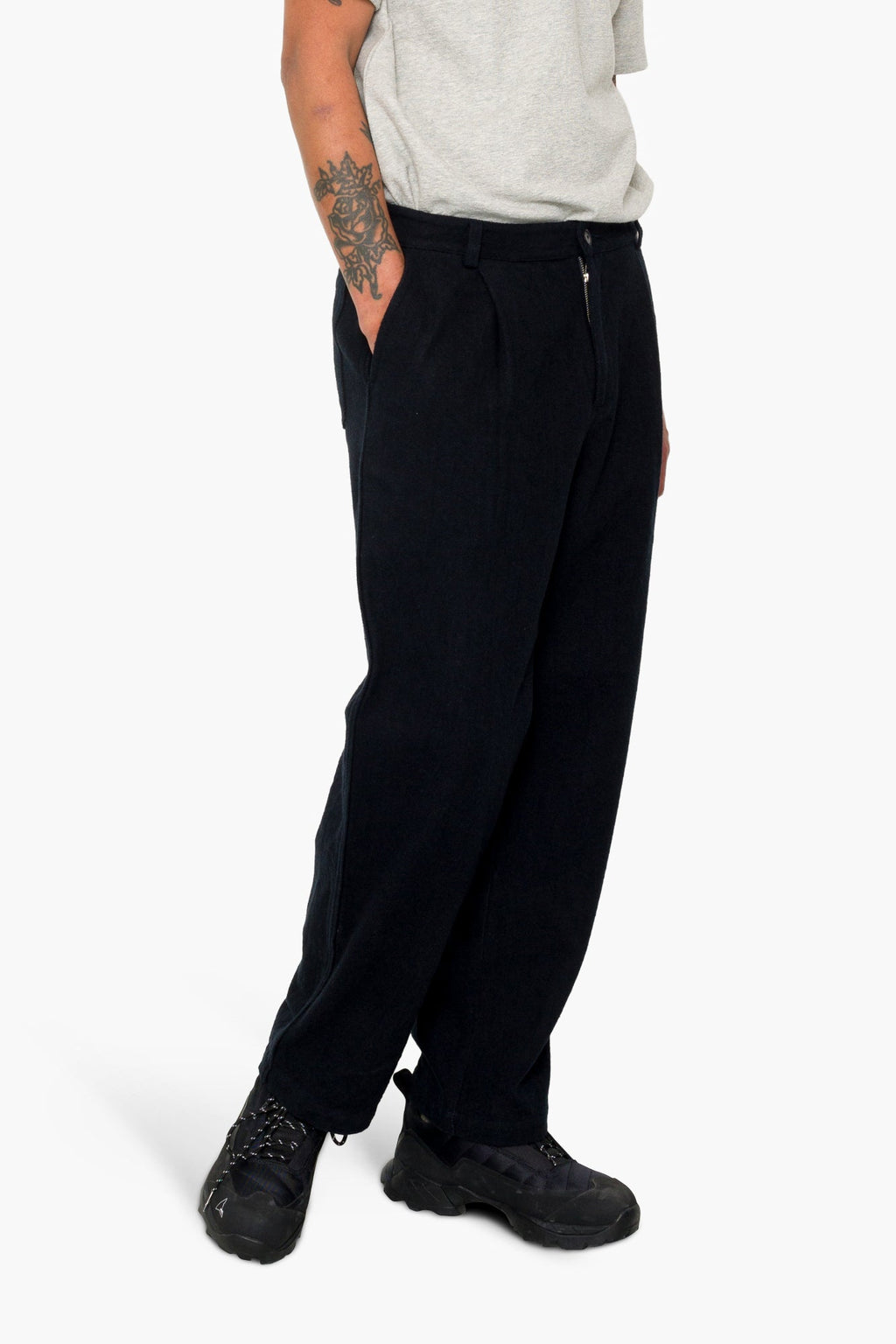 Wide Fit Trouser - Ash Navy Brushed Twill