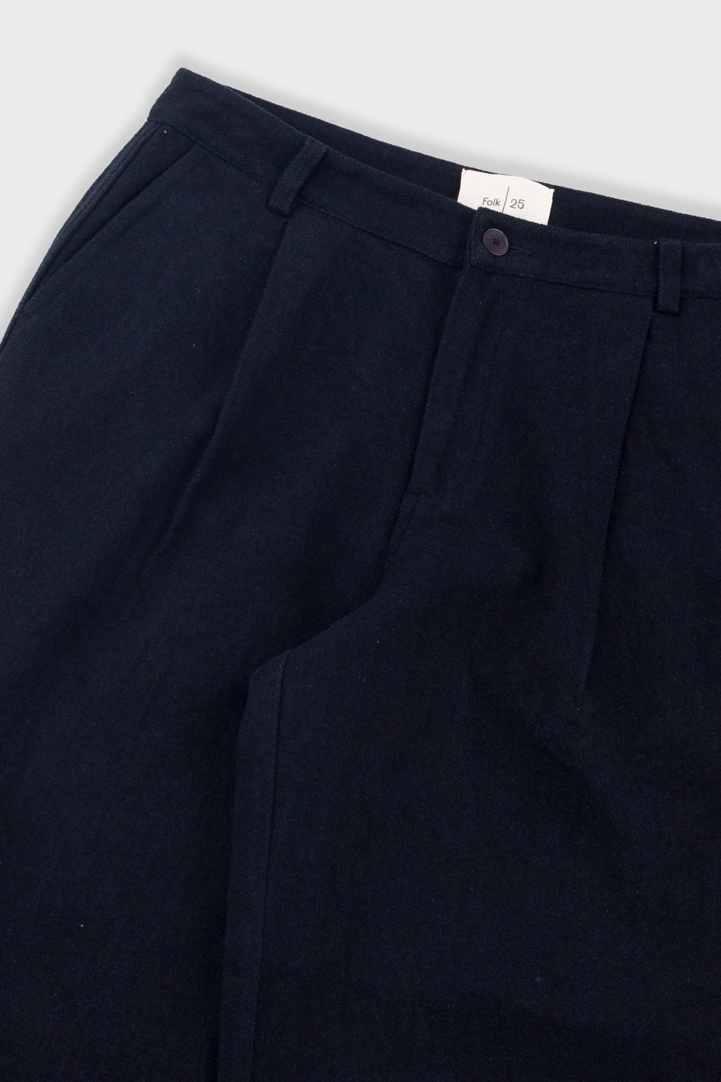 Wide Fit Trouser - Ash Navy Brushed Twill