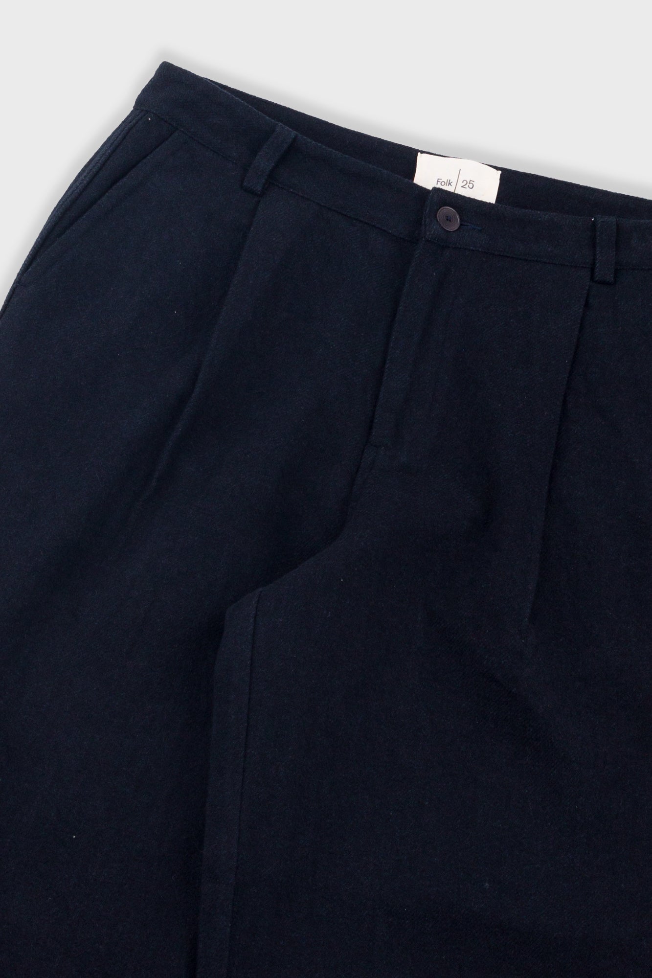 Wide Fit Trouser - Ash Navy Brushed Twill